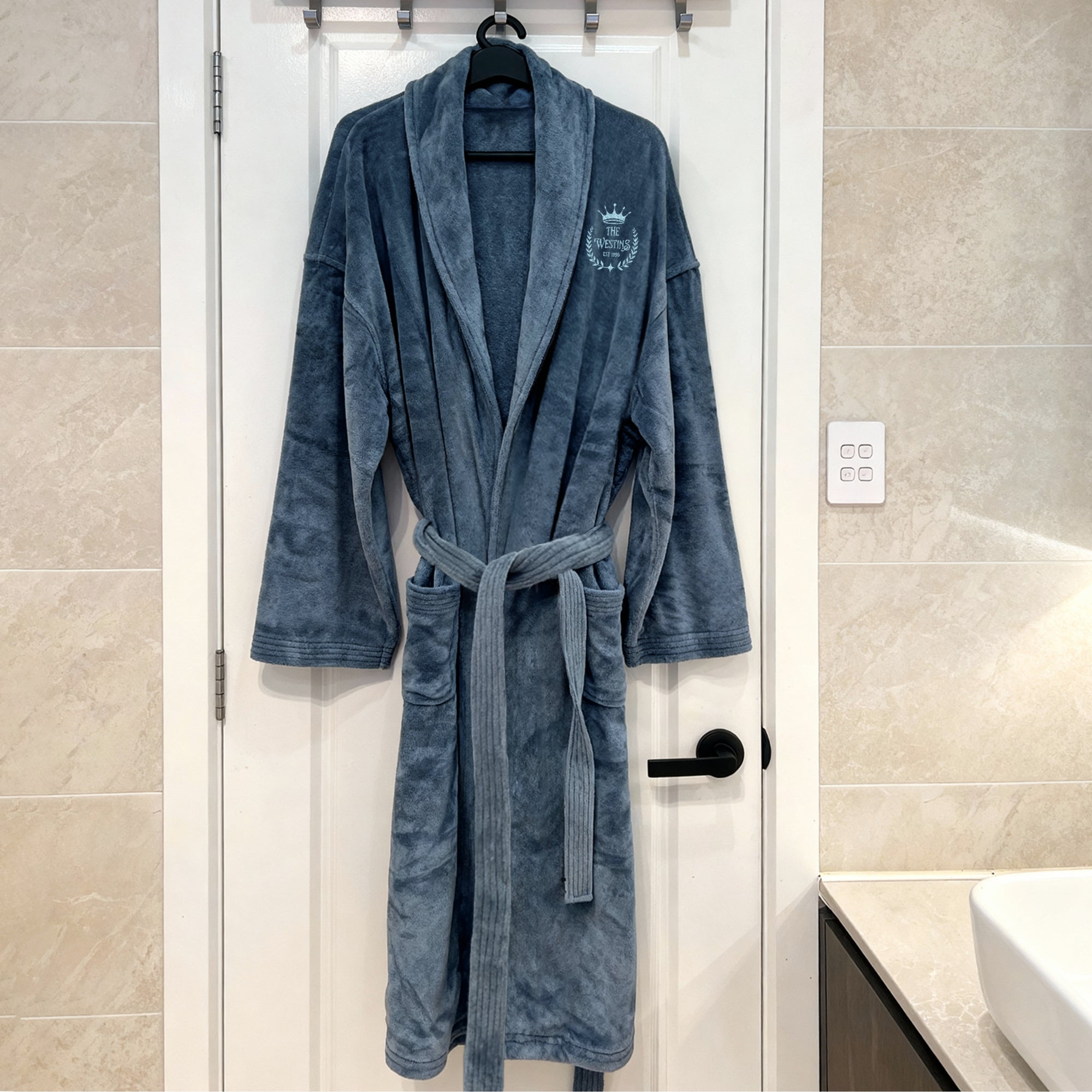 Personalised Embroidery Plush Bathrobe, Custom Name Embroidered Luxury Men Women Dressing Gown, Logo Spa Robe, Housewarming Anniversary Gift