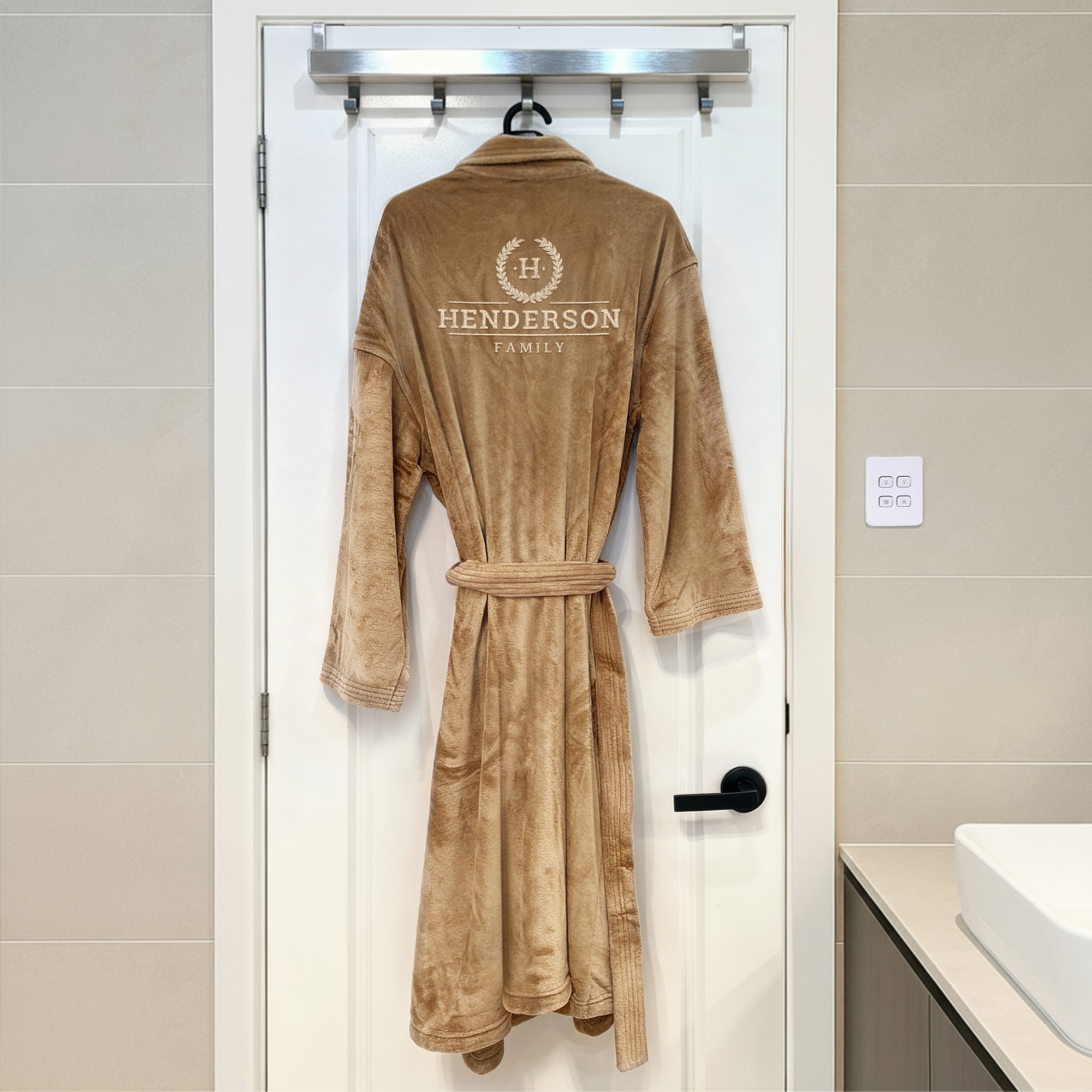 Personalised Embroidery Plush Bathrobe, Custom Name Embroidered Luxury Men Women Dressing Gown, Logo Spa Robe, Housewarming Anniversary Gift