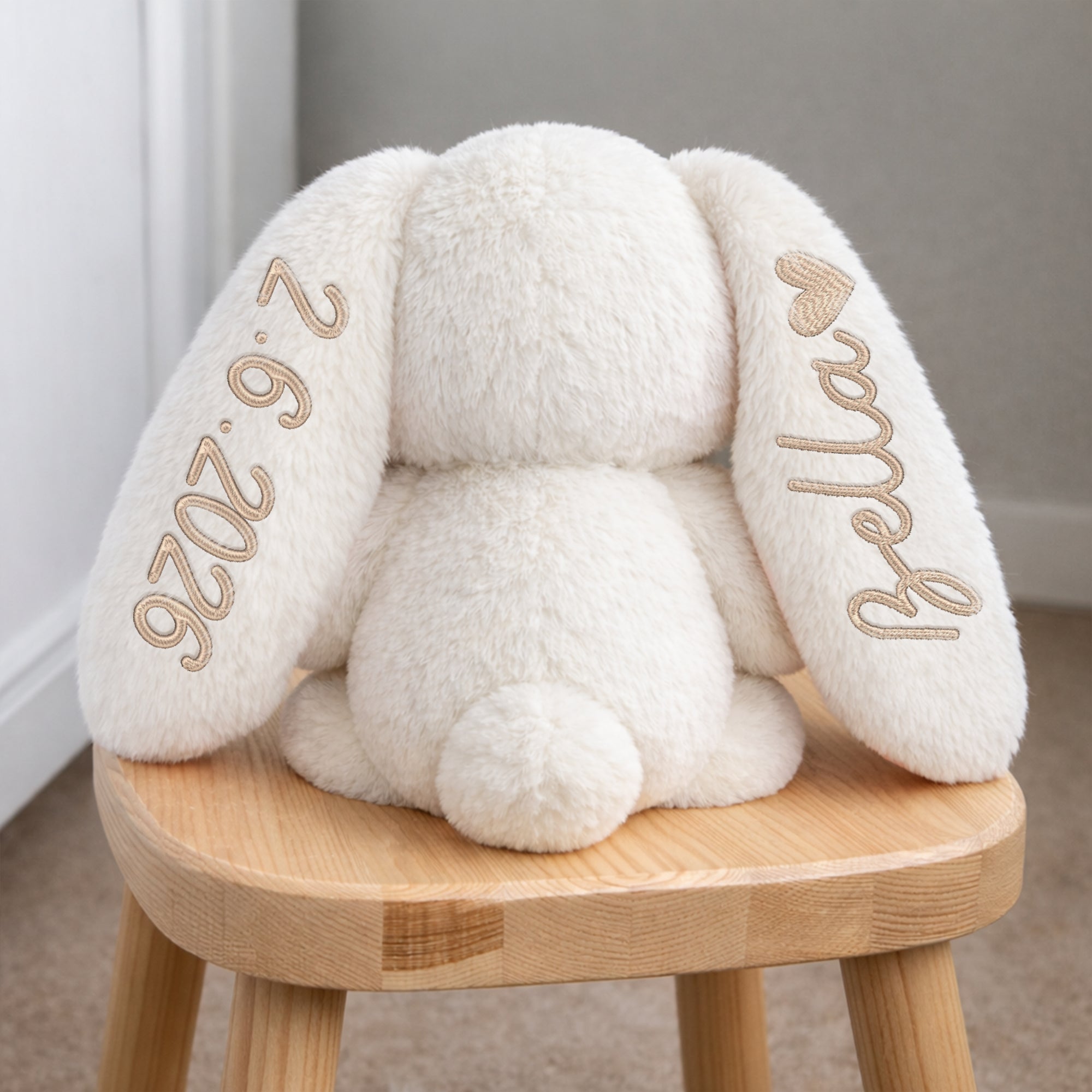 Personalised Embroidery Plush Blossom Bunny, Custom Baby Name Sleep Snuggle Rabbit, Kid  Soft Toy, Toddler Christening Birthday Shower Gift