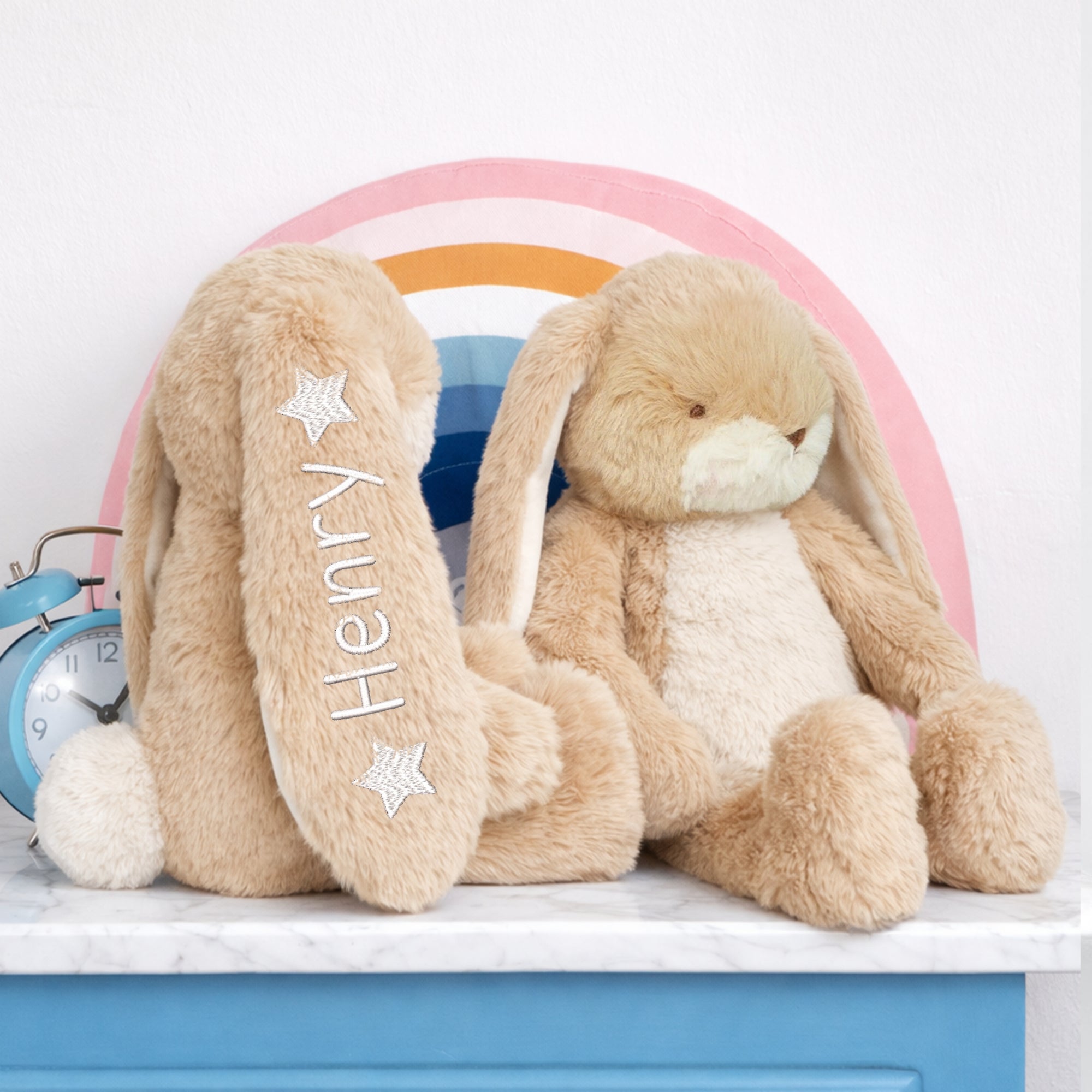 Personalised Embroidery Plush Floppy Bunny, Custom Baby Name Sleep Snuggle Rabbit, Kid  Soft Toy, Toddler Christening Birthday Shower Gift