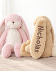 Personalised Embroidery Plush Floppy Bunny, Custom Name Date Sleep Snuggles Cuddly Rabbit Soft Toy, Toddler Christening Birthday Shower Gift