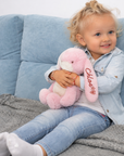 Personalised Embroidery Plush Floppy Bunny, Custom Name Date Sleep Snuggles Cuddly Rabbit Soft Toy, Toddler Christening Birthday Shower Gift