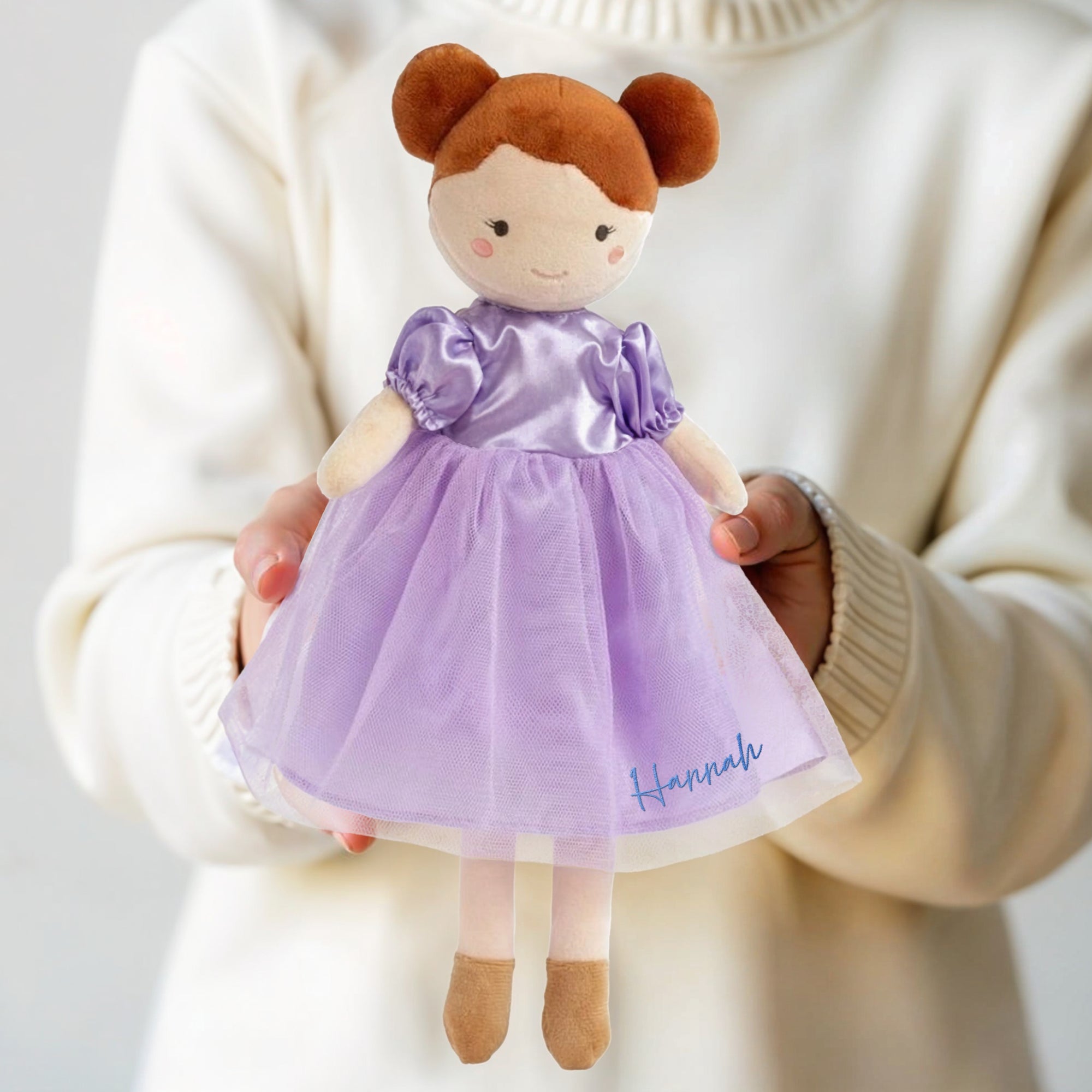 Personalised Embroidery Plush Princess Doll, Custom Embroidered Name Ballerina, Girl Sleep Soft Baby Toy, Christening, Birthday Shower Gift