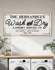 Personalised Family Name Farmhouse Rustic Sign | Custom UV Print Wash & Dry Wooden Frame Wall Decor, Laundry Room Signage, Housewarming Gift