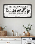 Personalised Family Name Farmhouse Rustic Sign | Custom UV Print Wash & Dry Wooden Frame Wall Decor, Laundry Room Signage, Housewarming Gift