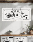 Personalised Family Name Farmhouse Rustic Sign | Custom UV Print Wash & Dry Wooden Frame Wall Decor, Laundry Room Signage, Housewarming Gift