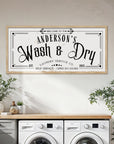 Personalised Family Name Farmhouse Rustic Sign | Custom UV Print Wash & Dry Wooden Frame Wall Decor, Laundry Room Signage, Housewarming Gift