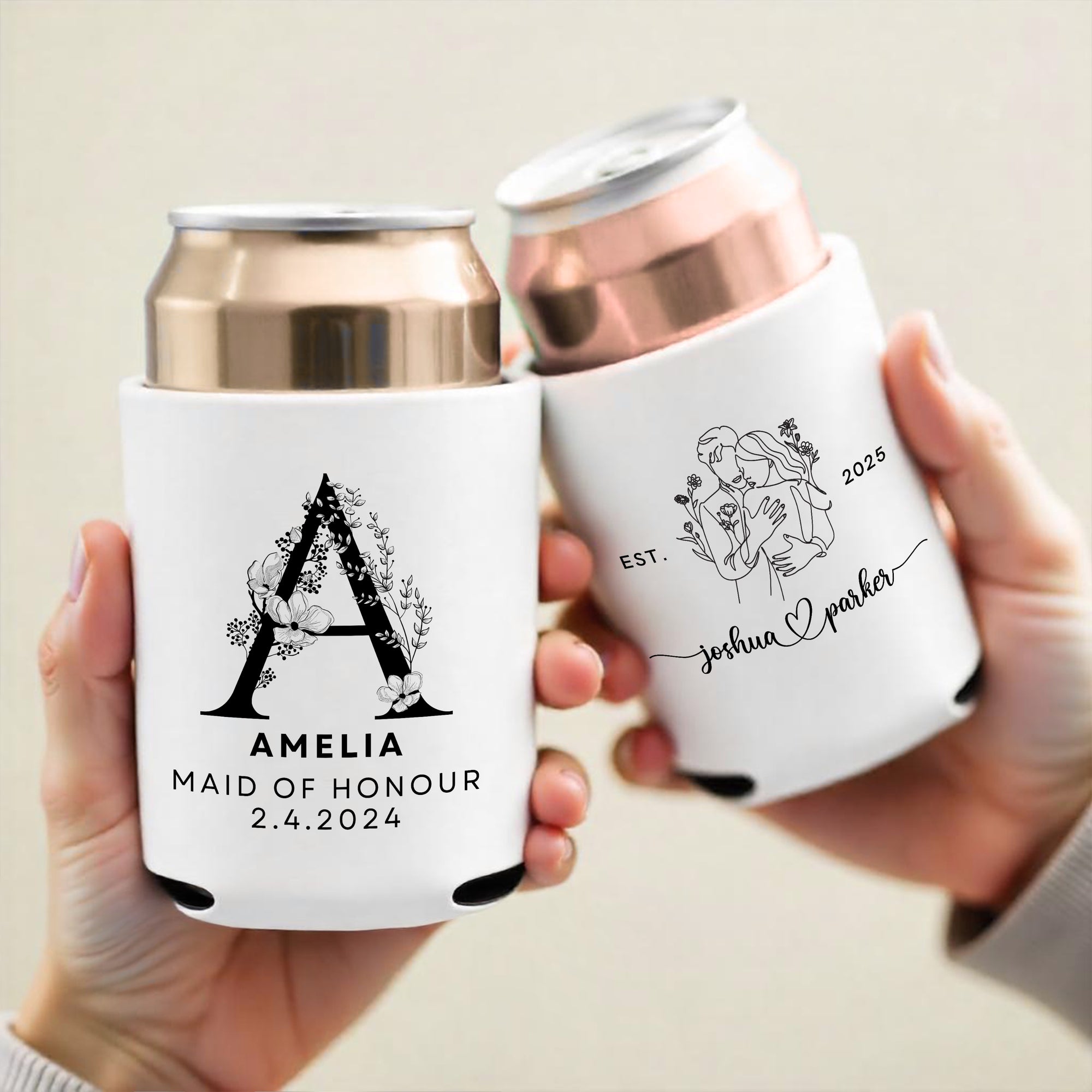 Personalised Foam Insulated Beer Can Stubby Holder, Custom Name Logo Bottle Cooler Sleeve, Father Gift, Groomsmen Proposal, Wedding Favour