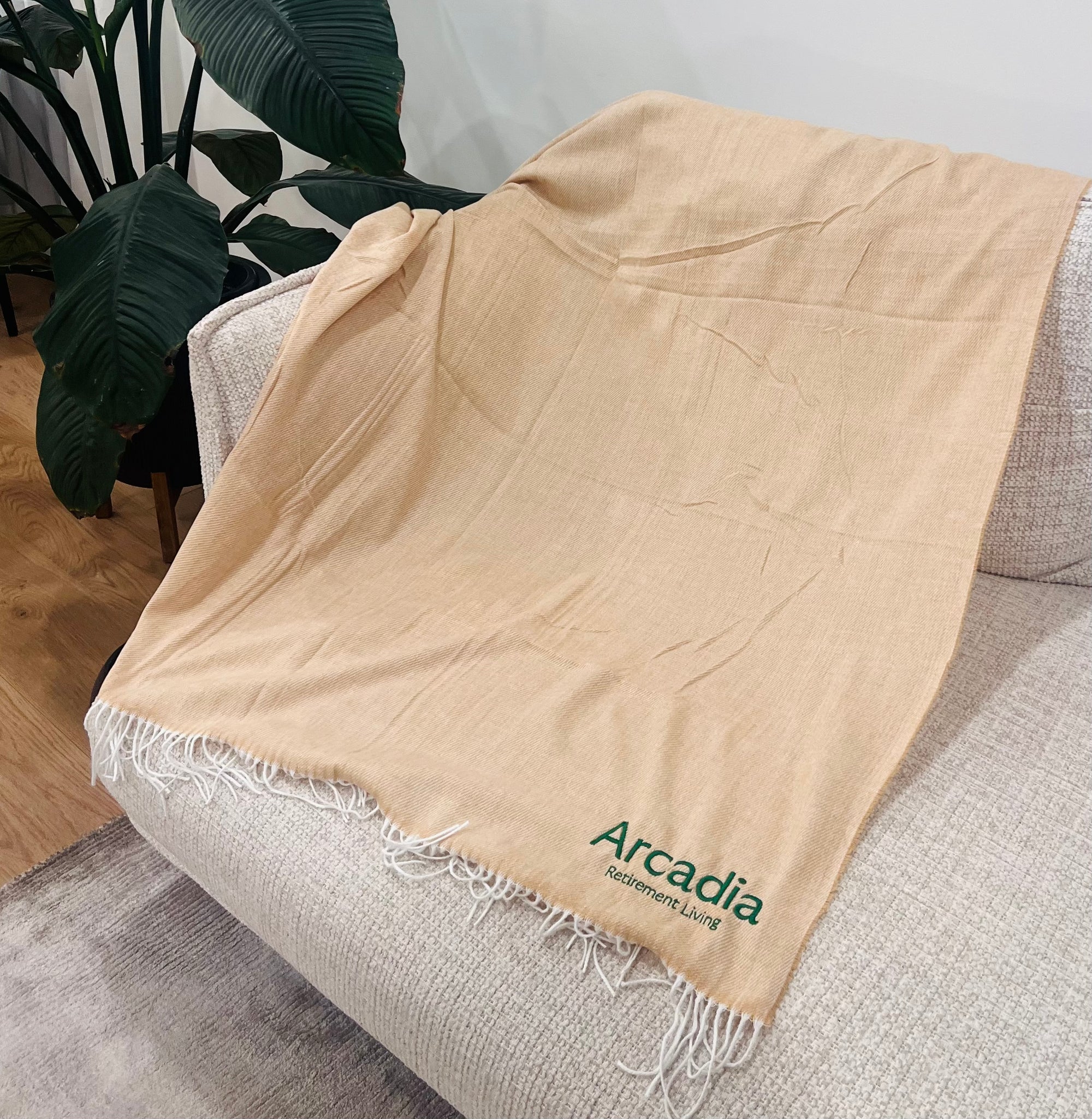 Personalised Fringe Throw, Custom Embroidered Name Logo Eco Blanket, Mum, Birthday, Xmas, Housewarming, Wedding, Anniversary, Corporate Gift