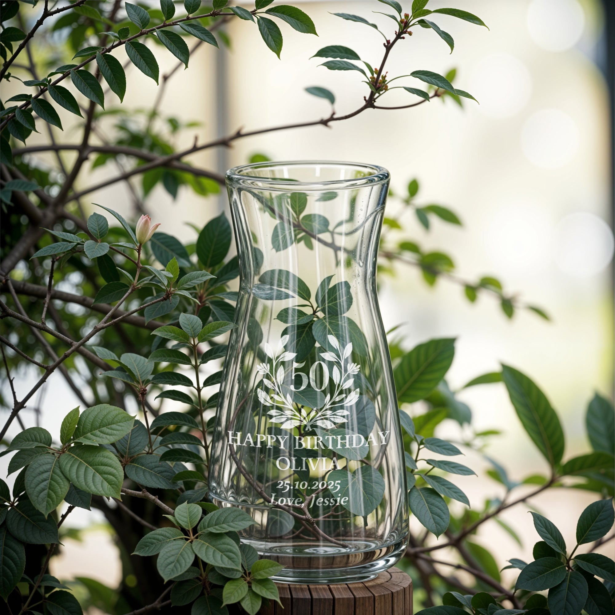 Personalised Glass Carafe Vase, Custom Engraved Home Wedding Decor, Bridesmaid Favour, Christening, Housewarming, Anniversary, Birthday Gift