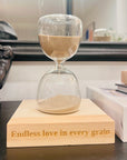 Personalised Glass Hourglass Timer & Wooden Base, Custom Engraved Sand Art Display Decor, Office Accessories, Anniversary Housewarming Gift