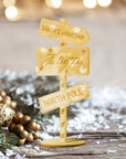 Personalised Mirror Acrylic/ Wood North Pole Sign Name Place Setting Custom Engraved Christmas Table Place Card Party Favour Xmas Decor Gift