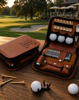 Personalised Golf Essentials Kit, Custom Engraved Leatherette Balls, Tees, Divot tool, Brush, Rangefinder Accessories Set Dad Groomsman Gift
