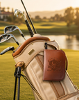Personalised Golf Essentials Kit, Custom Engraved Leatherette Balls, Tees, Divot tool, Brush, Rangefinder Accessories Set Dad Groomsman Gift