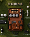 Personalised Golf Essentials Kit, Custom Engraved Leatherette Balls, Tees, Divot tool, Brush, Rangefinder Accessories Set Dad Groomsman Gift