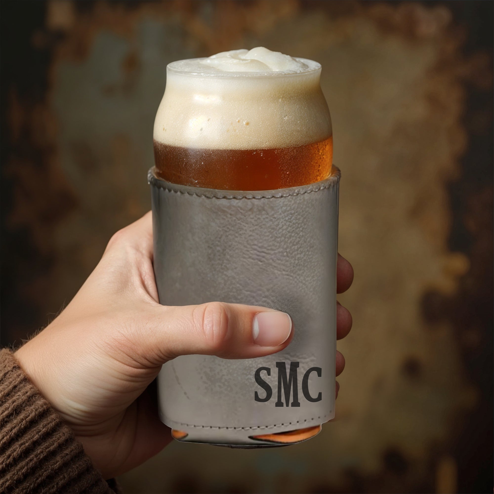 Personalised Leatherette Insulated Beer Can Stubby Holder, Custom Engraved Name Logo Bottle Cooler Sleeve, Father Gift , Groomsmen Proposal