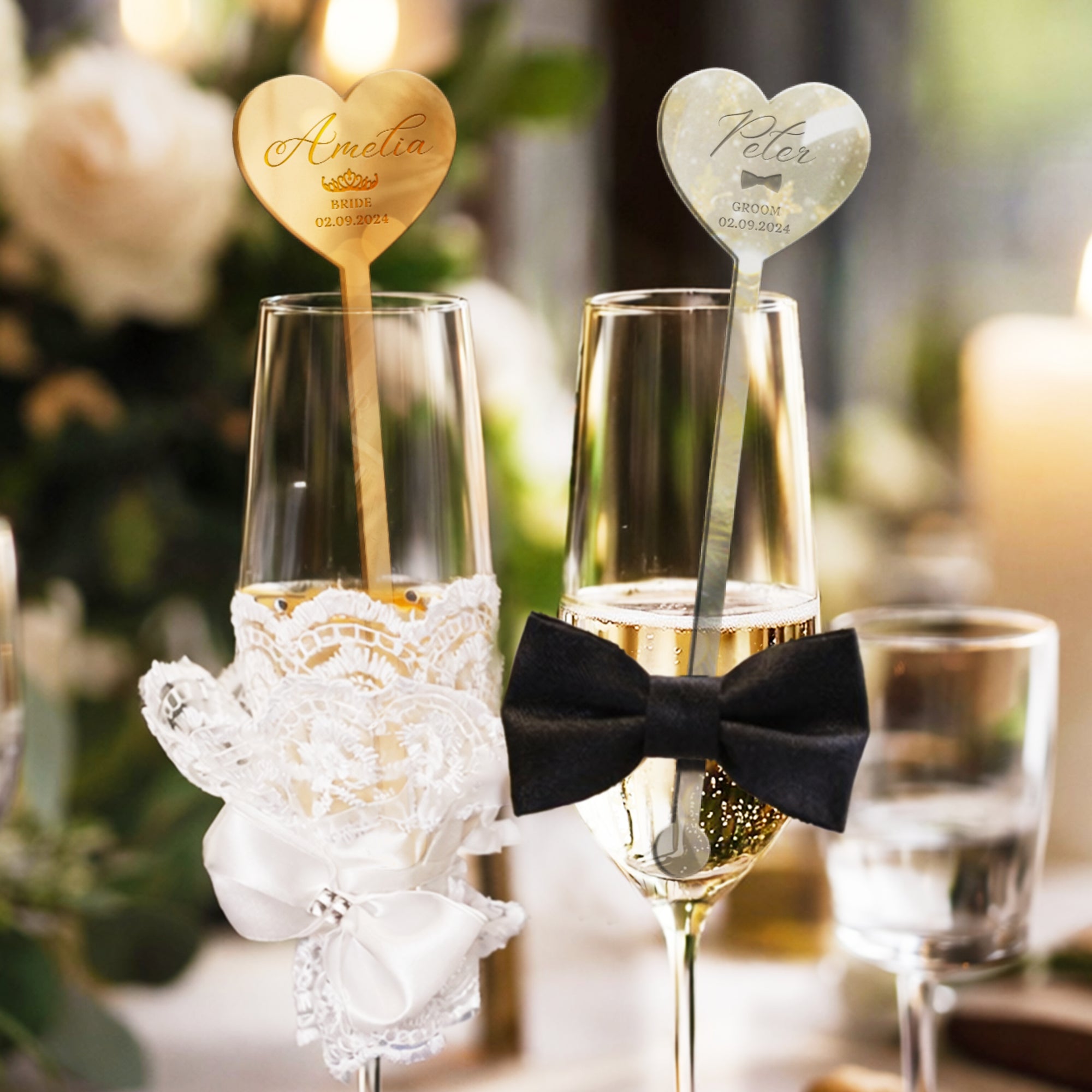 Personalised Heart Mirror Acrylic Drink Stirrers, Custom Etched Business Logo Coffee/ Cocktail Stir Sticks Wedding Favours Gift Party Decors