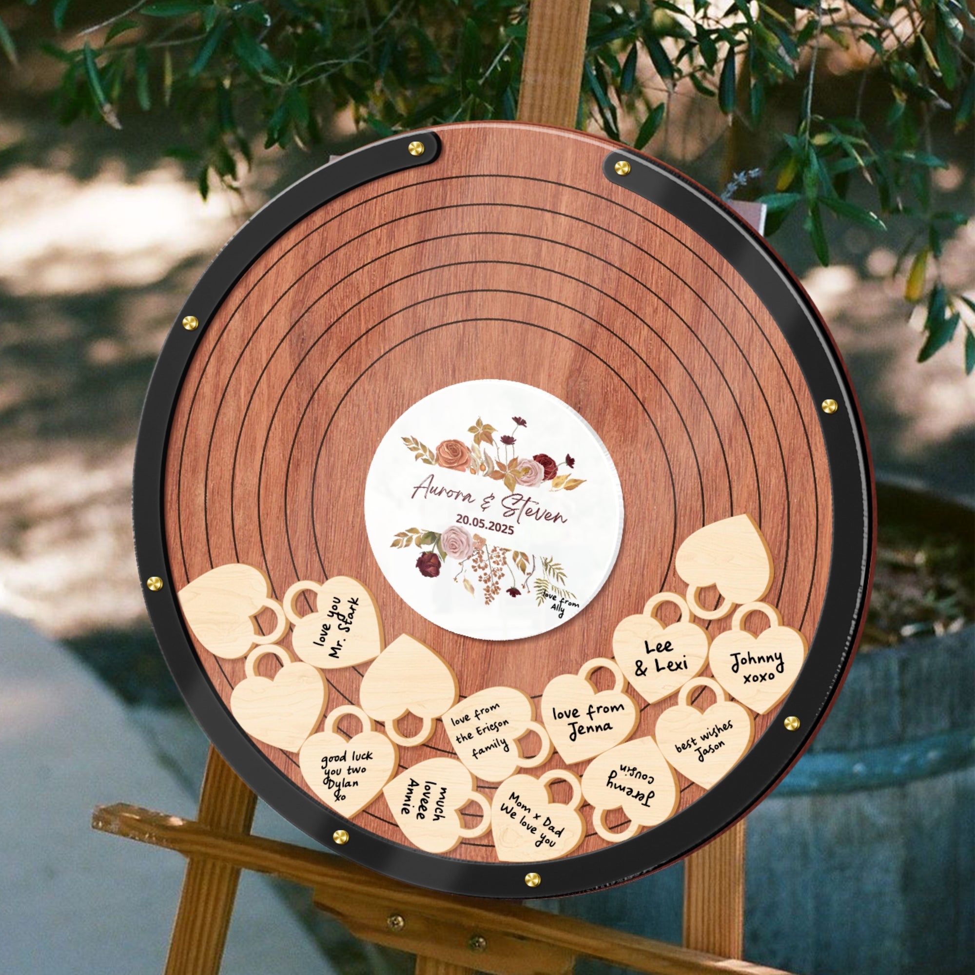 Personalised Wedding Guest Book Alternative, Retro Vinyl Record Drop Box with Custom Printed Photo, Music Themed Keepsake, Stationery Decor