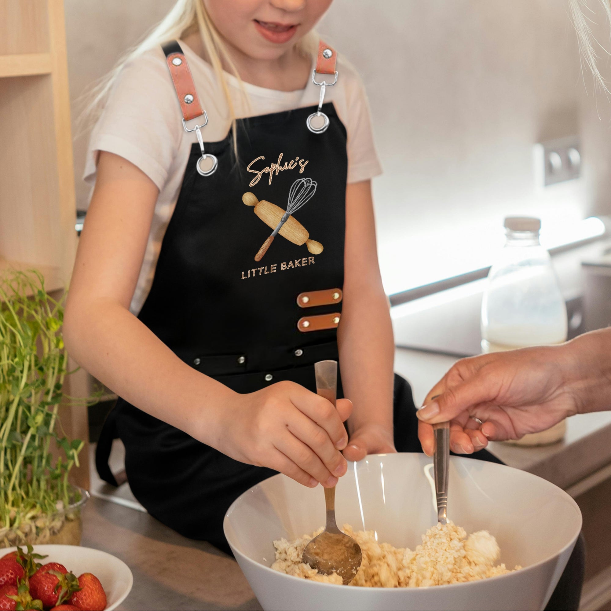 Personalised Kid Crossover Workshop Pockets Apron, Customised Adjustable Straps Little Chef Baby Handyman Garden Helper Kitchen Children Bib