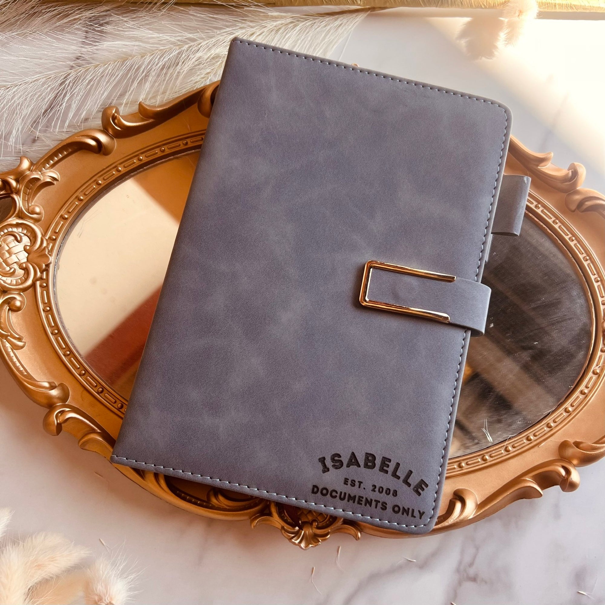 Personalised Leatherette A5 Notebook & Pen Holder, Custom Engraved Name 200 Page Business Journal, Magnetic Closure, Teacher, Corporate Gift