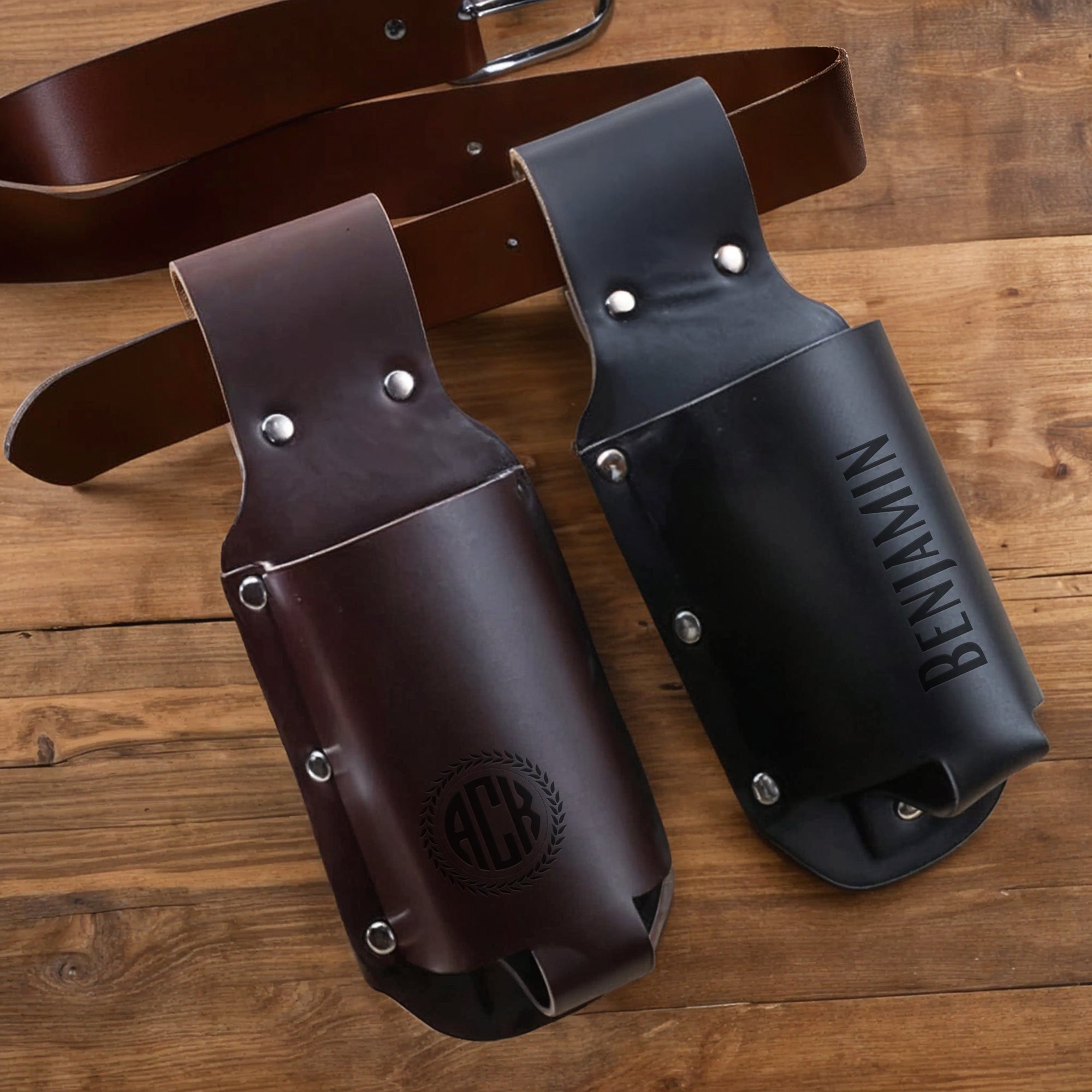 Personalised Leatherette Insulated Beer Stubby Holster, Custom Engraved Name Bottle Cooler Belt Holder, Wedding Groomsmen, Father&#39;s Day Gift