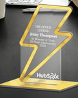 Personalised Lightning Bolt Award Plaque/ Custom 3D Engraved Acrylic Student Teacher Coach Trophy, Sport Achievement Keepsake Corporate Gift