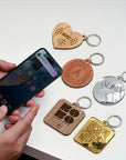 Personalised Logo NFC Keychain, Custom Etched Plywood/ Mirror Acrylic QR Code Scan, Digital Social Business Card Web Promotion Smart Key Tag