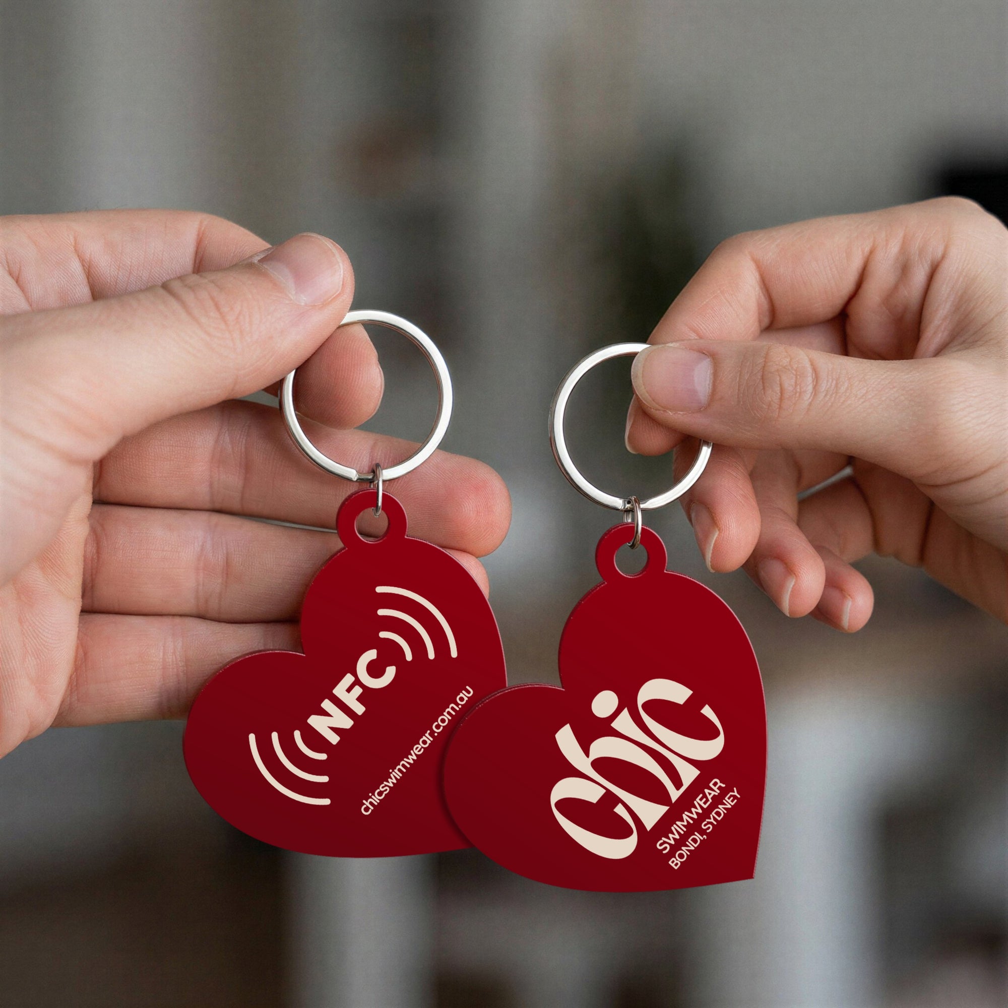 Personalised Logo NFC Keychain, Custom UV Print QR Code Scan, Contactless Digital Business Card Social Media Website Promotion Smart Key Tag