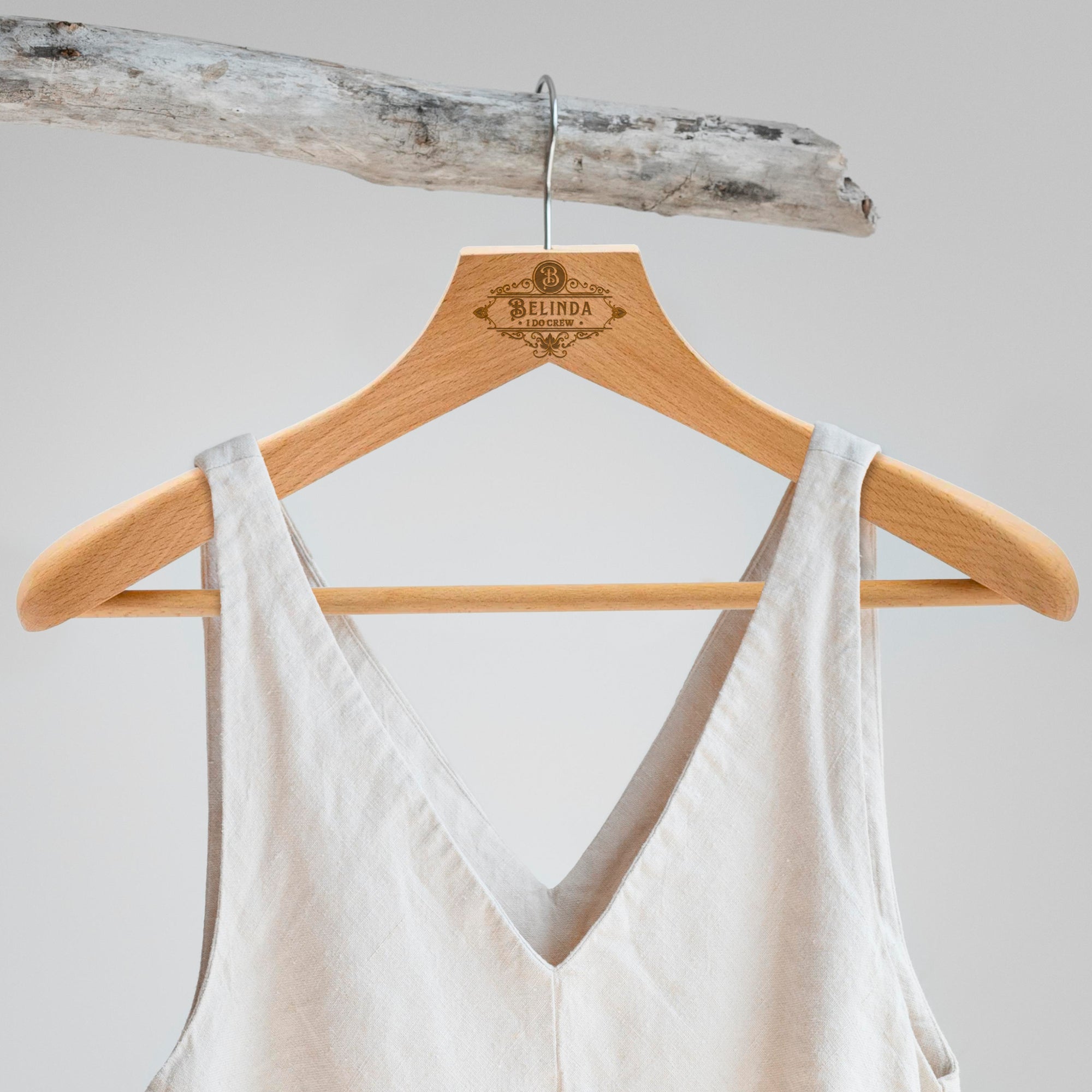 Personalised Deluxe Commercial Grade Square Walnut/ Beech Wood Custom Logo Fashion Retail Heavy Hanger, Wedding, Birthday, Housewarming Gift