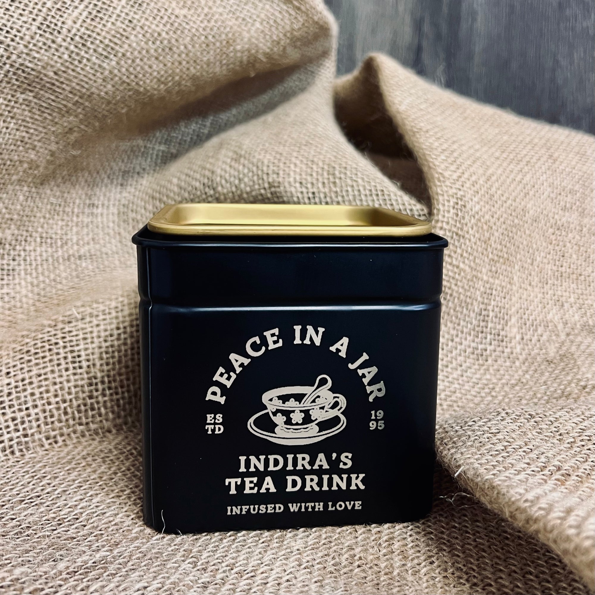 Personalised Matte Black Gold Metal Tin, Custom Engraved Logo Jar, Coffee, Tea Storage, Cookie Lollies Canister, Housewarming, Mom Xmas Gift