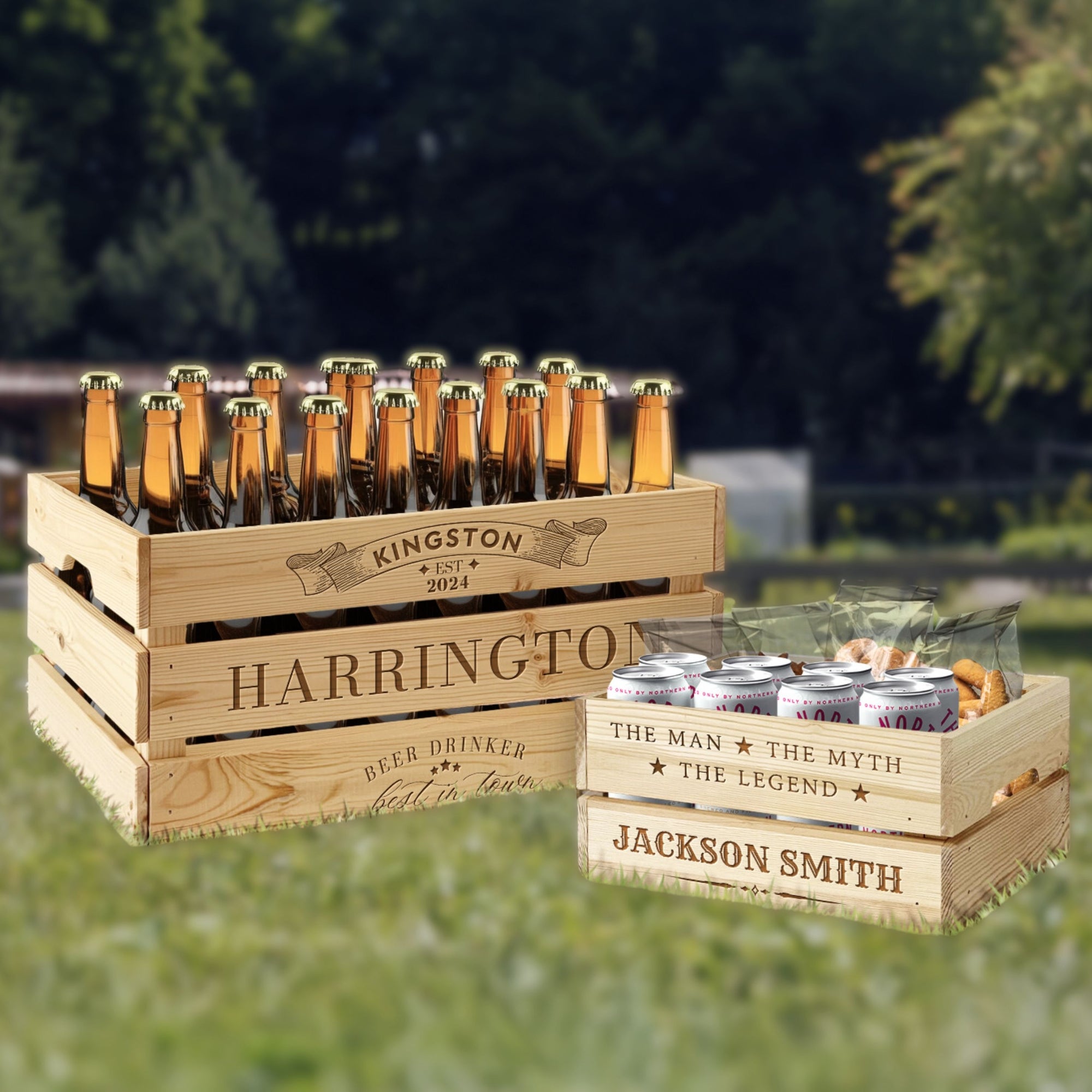 Personalised Men Crate, Workshop/ Garage Tools/ Snack/ Beer Storage, Dad Gift Box/ Groomsman Keepsake, Custom Engraved Rustic Farm Organiser