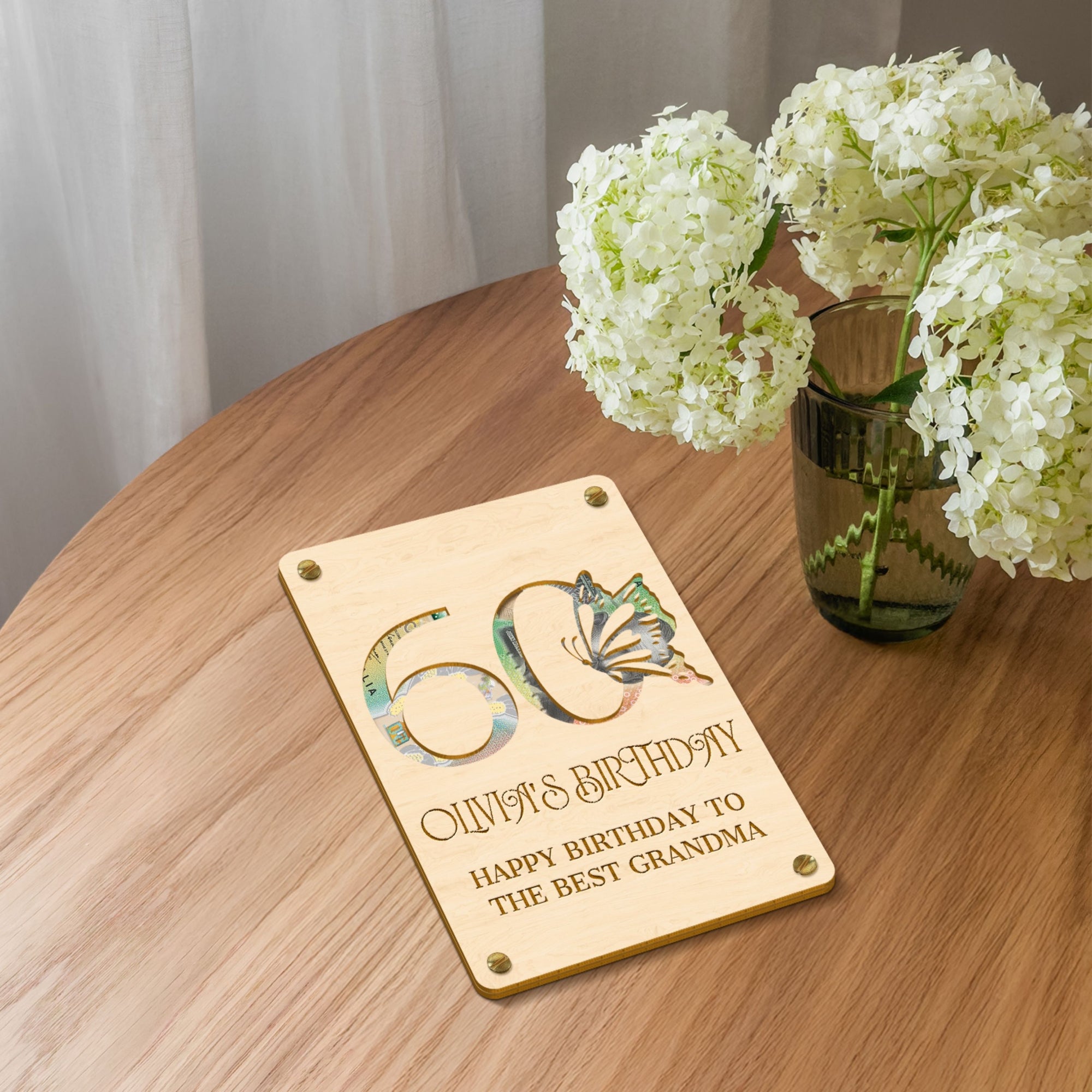 Personalised Name &amp; Message Mirror Acrylic/ Wooden Birthday Money Holder, Custom Laser Cut Kid Cash Envelope, Wedding, Graduation Gift Card