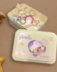 Personalised New Born Baby Photo Tin Keepsake Box, Custom UV Print Metal Memory Boxes, Etched Treasure Storage, Nursery, First Birthday Gift