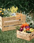 Personalised Occasion Gift Box Crate, Custom Engraved Grocery Organiser, Garden Storage, Wedding, Birthday Housewarming Corporate Keepsake