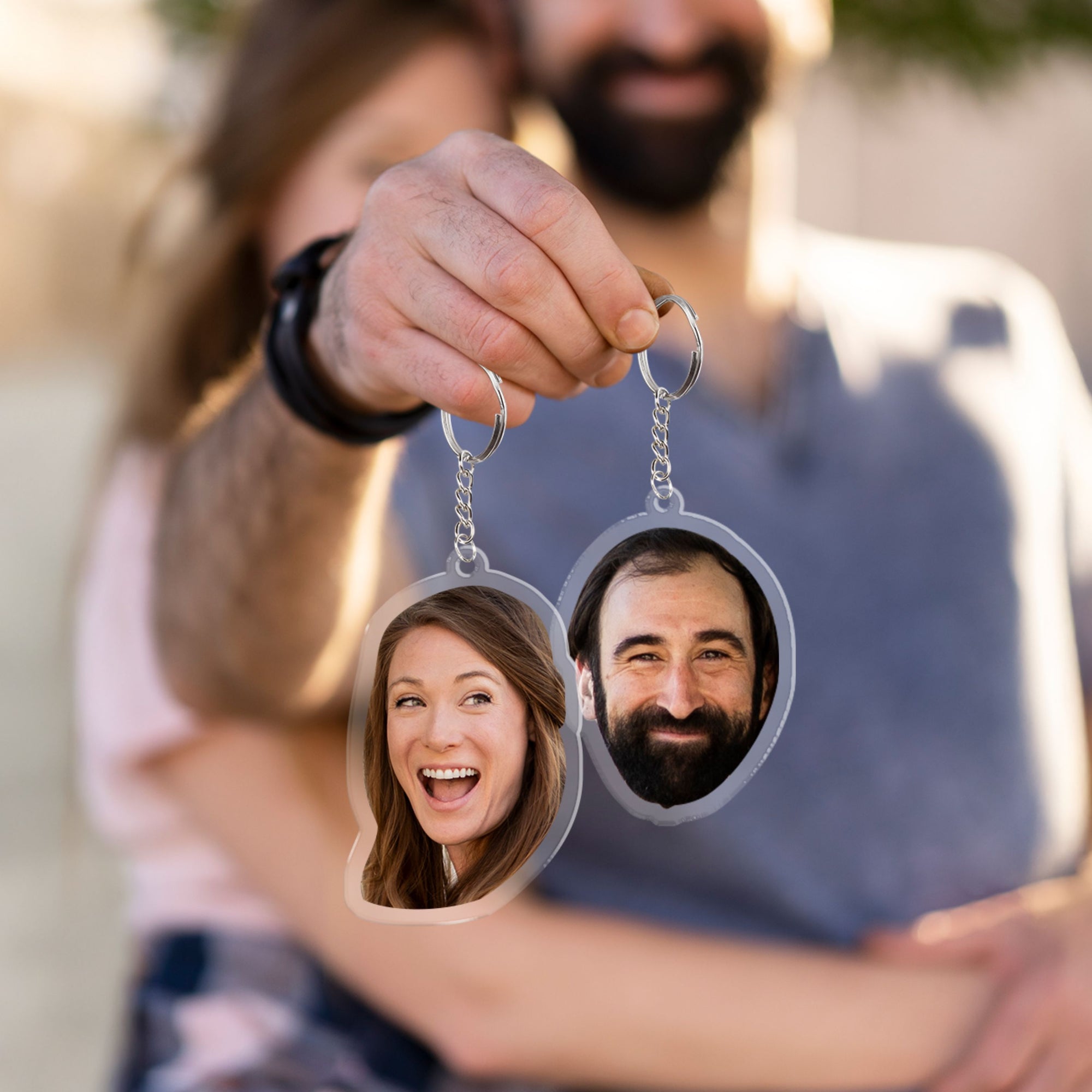 Personalised Person Photo Clear Acrylic Keychain, Custom Print Corporate Logo Charm Key Ring, Birthday Housewarming, Him/ Her Christmas Gift