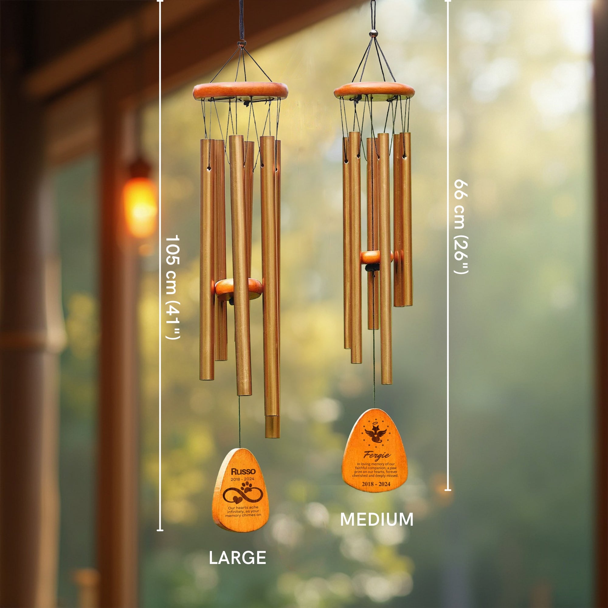 Personalised Pet Memorial Wind Chimes, Custom Logo Engraved In Loving Memory, Funeral Loss Sympathy Remembrance Cat, Dog Loss Keepsake Gift