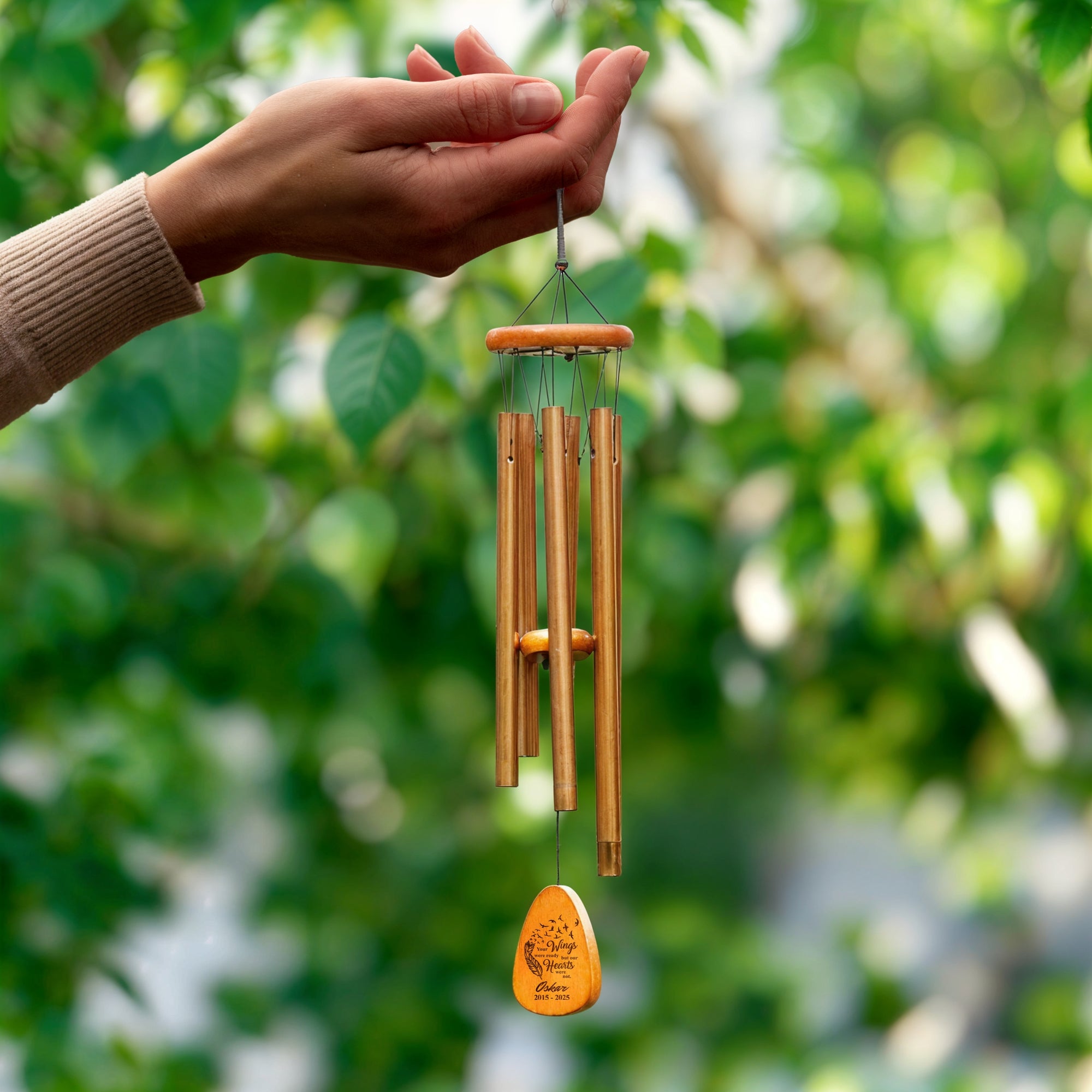 Personalised Pet Memorial Wind Chimes, Custom Logo Engraved In Loving Memory, Funeral Loss Sympathy Remembrance Cat, Dog Loss Keepsake Gift