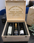 Personalised Pine Wooden Keepsake, Custom Engraved 3 Wine Bottles Storage, Wedding, Groomsman, Birthday Housewarming Logo Corporate Gift Box