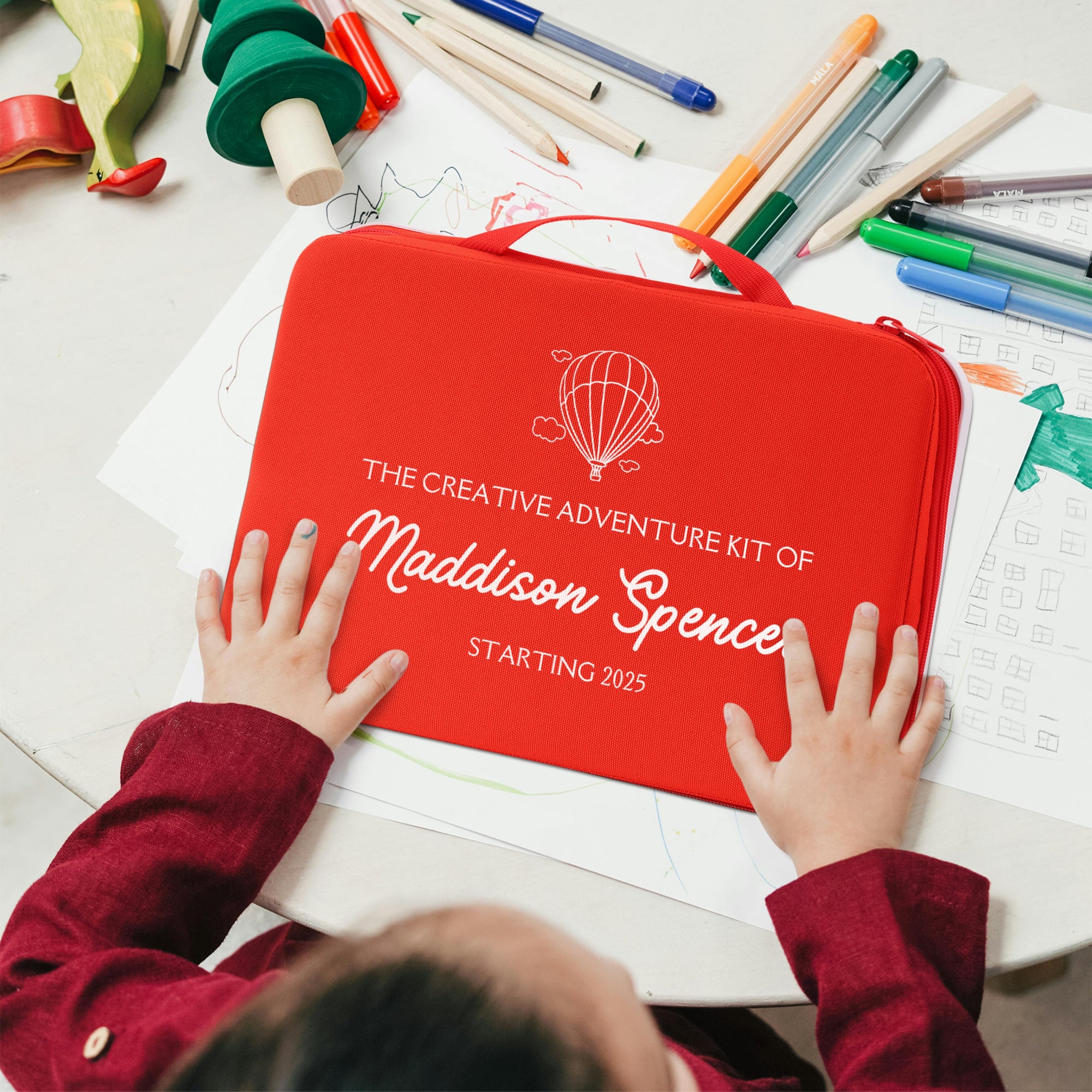 Personalised Portable Kids' Drawing Case, Custom Logo Art Supplies, Children Creative Travel Art Kit Storage, Preschool, Baby Birthday Gift