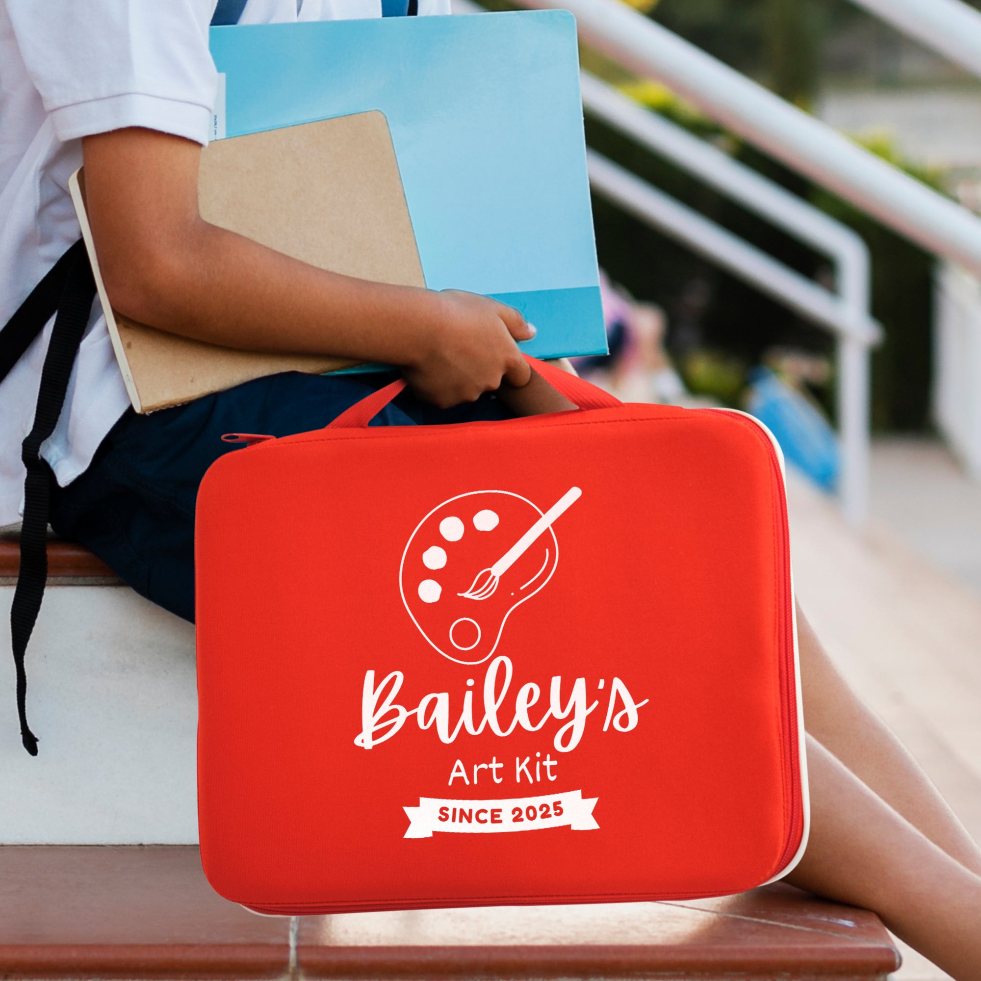 Personalised Portable Kids&#39; Drawing Case, Custom Logo Art Supplies, Children Creative Travel Art Kit Storage, Preschool, Baby Birthday Gift