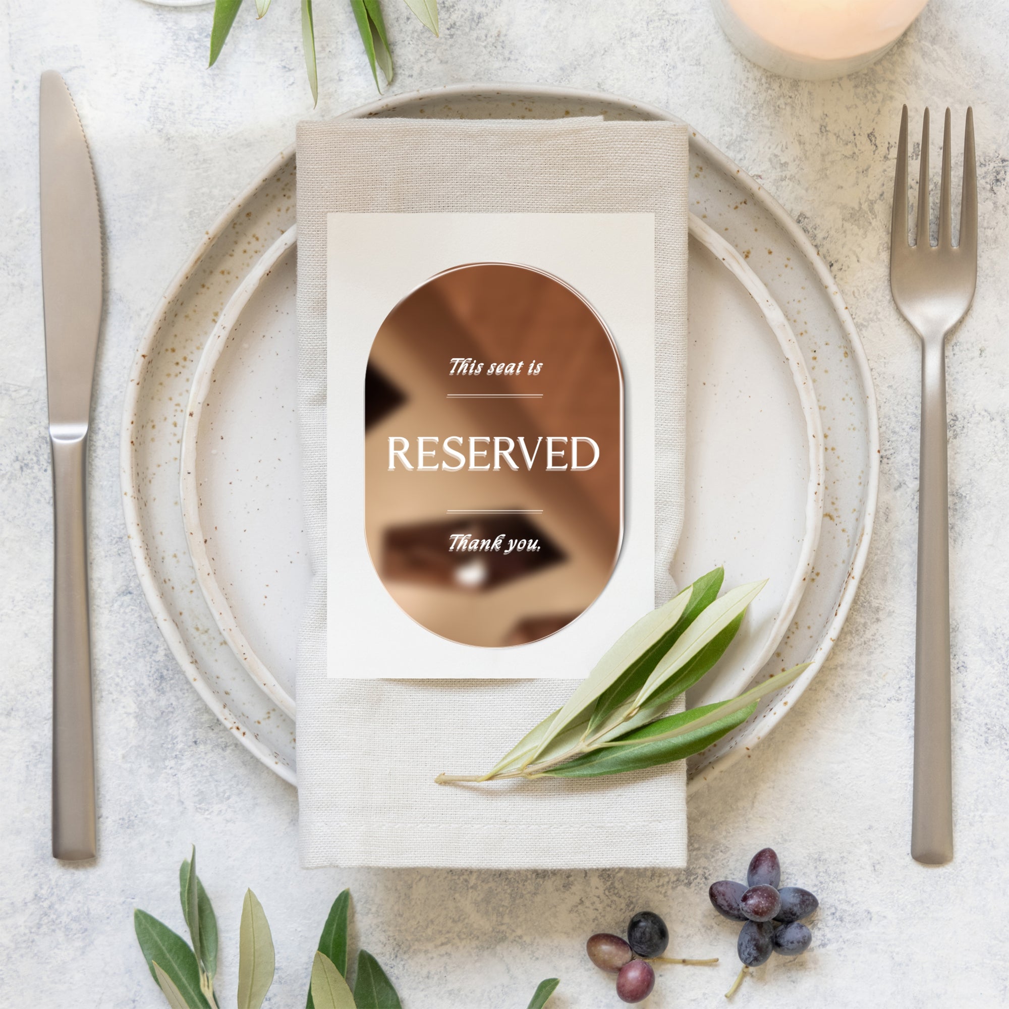 Personalised Mirror Acrylic Reserved Name Place Setting, Custom UV Print Oval Table Place Card Wedding Favors Thank you Gift Tag Party Decor