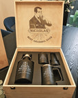 Personalised Set of Insulated Growler, Tankard Beer Mug, 3 in 1 Stubby Holder & Custom Engraved Logo Wooden Box, Groomsman Wedding, Dad Gift