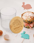 Personalised Wooden Lid Glass Easter Treat Jar, Custom Etch Print Bunny Rabbit Egg Food Snack Storage, Cookie Lolly Jars, Kid, Teacher Gifts