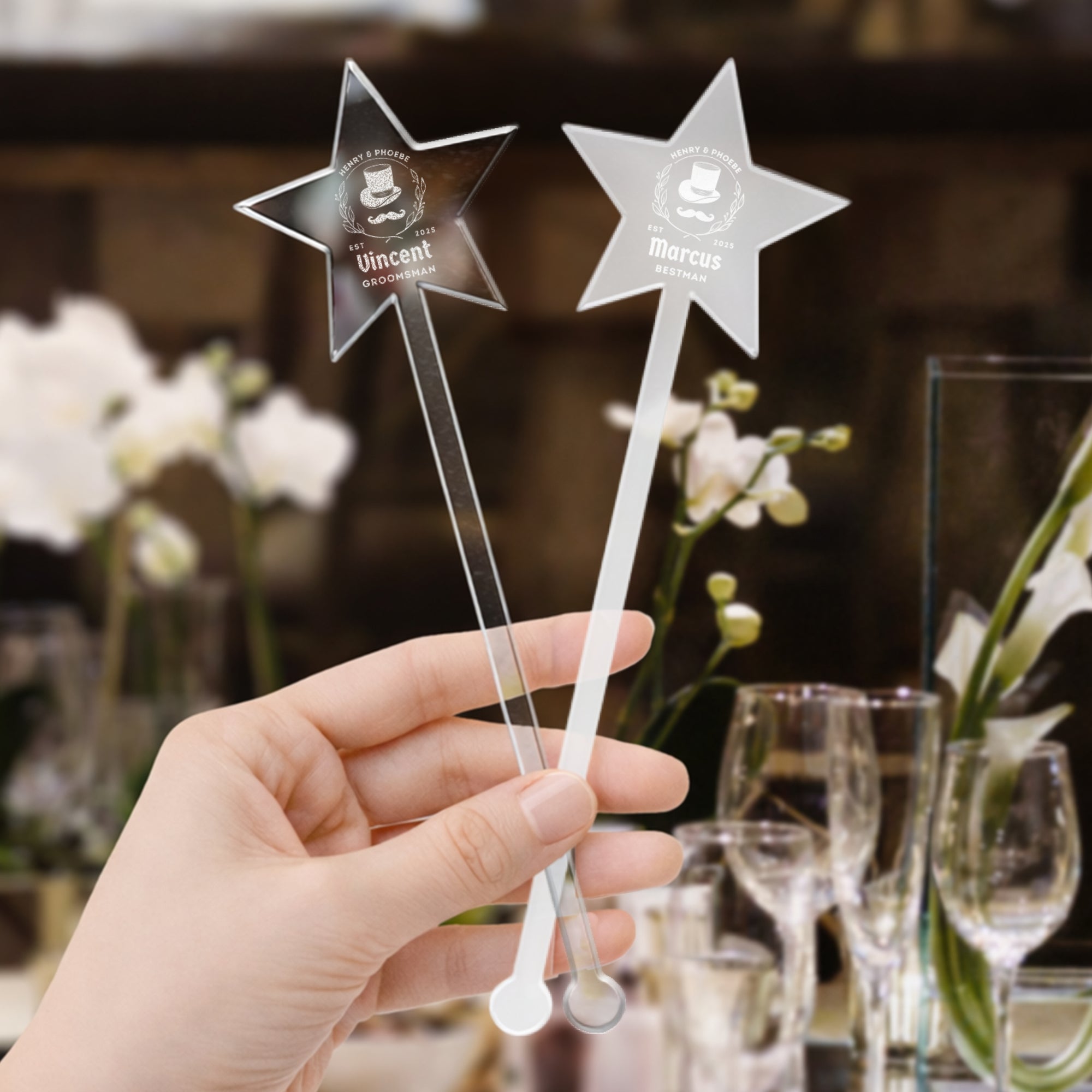 Personalised Star Mirror Acrylic Drink Stirrers, Custom Etched Business Logo Coffee/ Cocktail Stir Sticks Wedding Favours Gift Party Decors