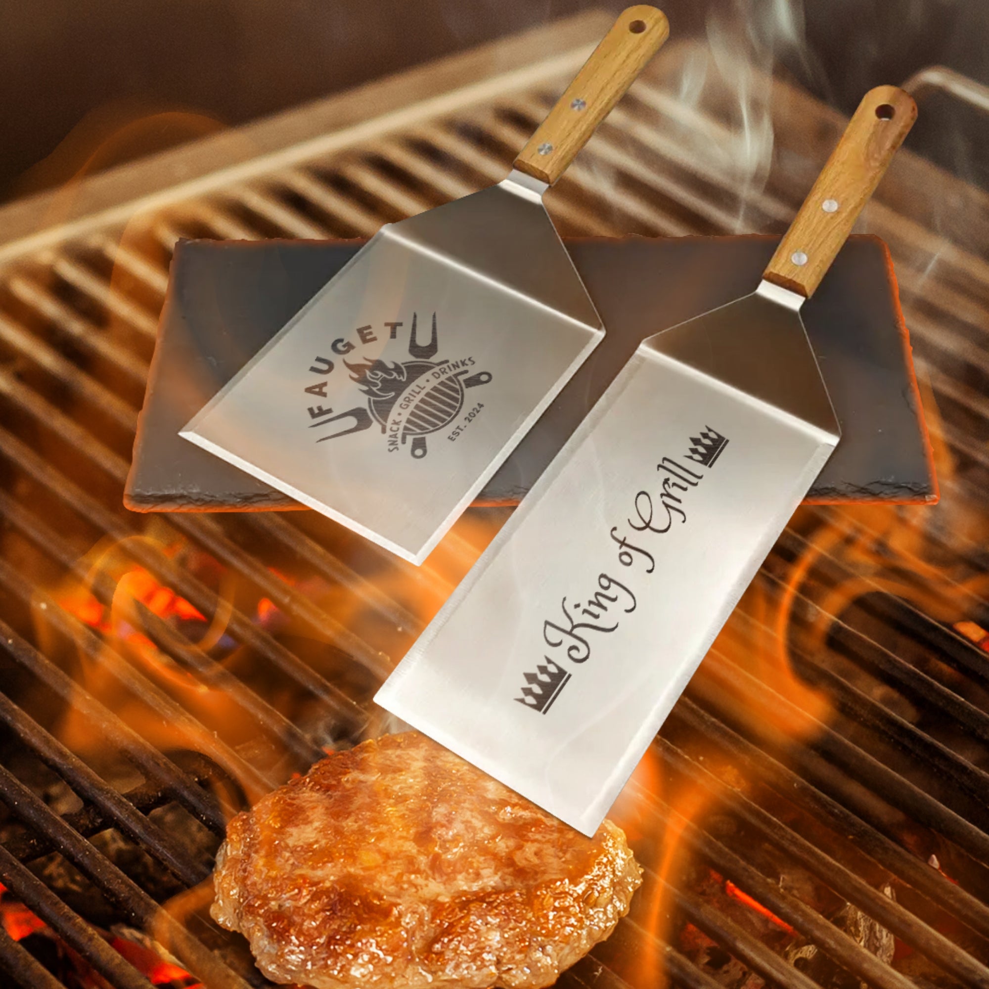 Personalised Steel Spatula /Turner/ Scraper, Custom Engraved Barbecue Grill Tool/ Multi Kitchen Utensil, Mom Housewarming, Father&#39;s Day Gift