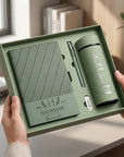 Personalised Striped A5 Notebook, Pen, Bookmark Charm, Tumbler & 16GB USB Box Set, Custom Engraved Logo Journal, Graduation, Corporate Gift