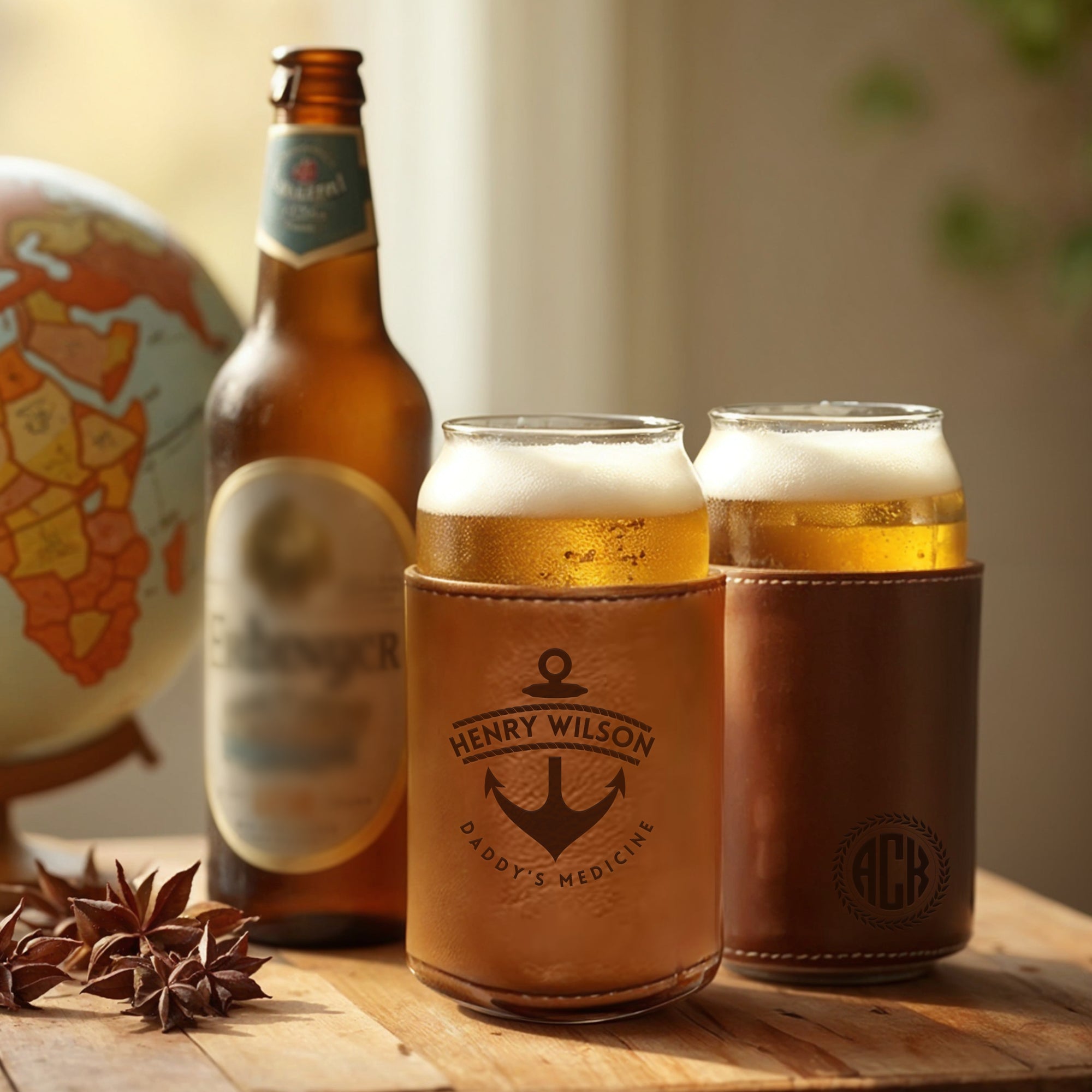 Personalised Leatherette Insulated Beer Can Stubby Holder, Custom Engraved Name Logo Bottle Cooler Sleeve, Father Gift , Groomsmen Proposal