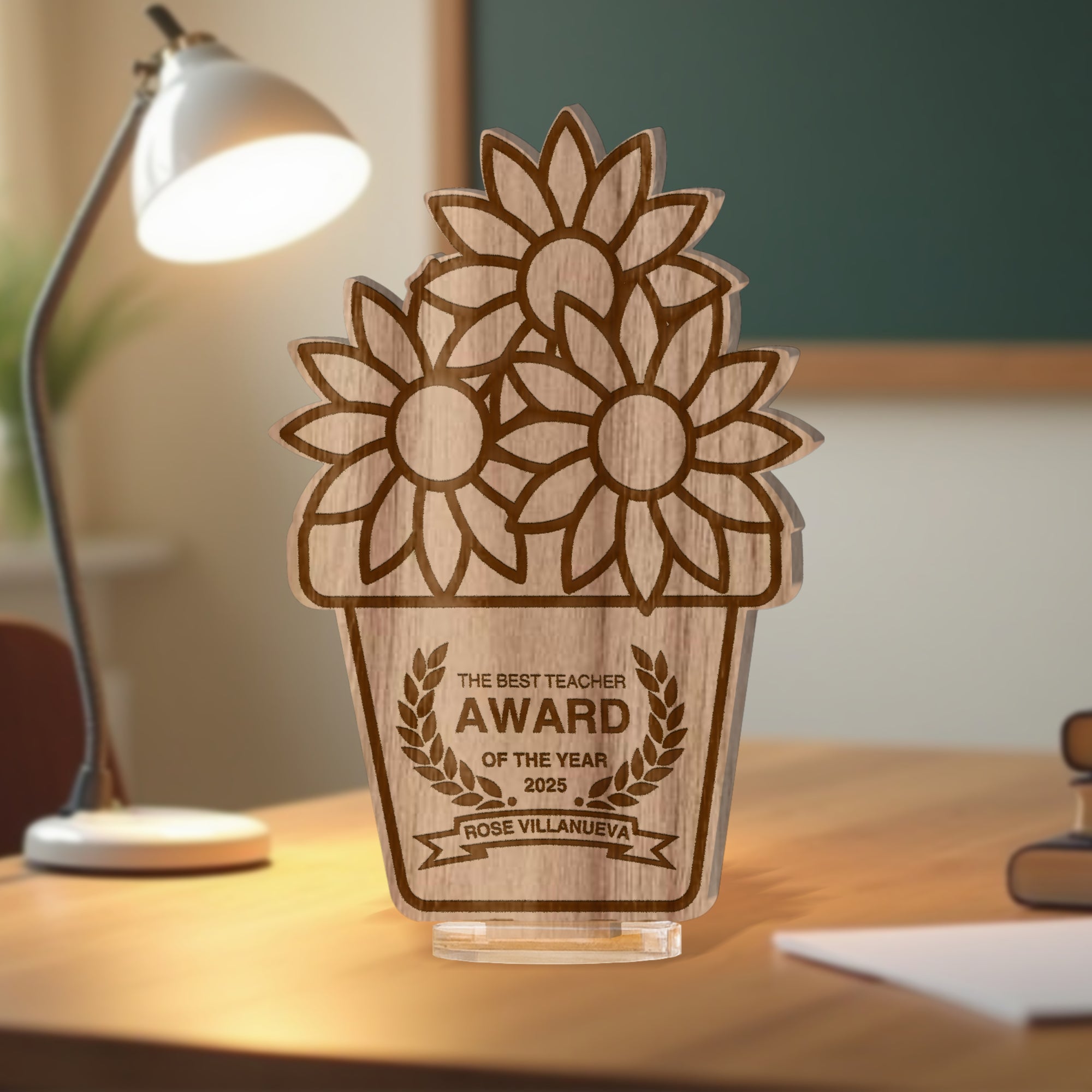 Personalised Teacher Appreciation Plaque &amp; Stand/ Custom Engraved Plywood/ Acrylic School Sport Coach, Tutor Mentor Graduation Keepsake Gift