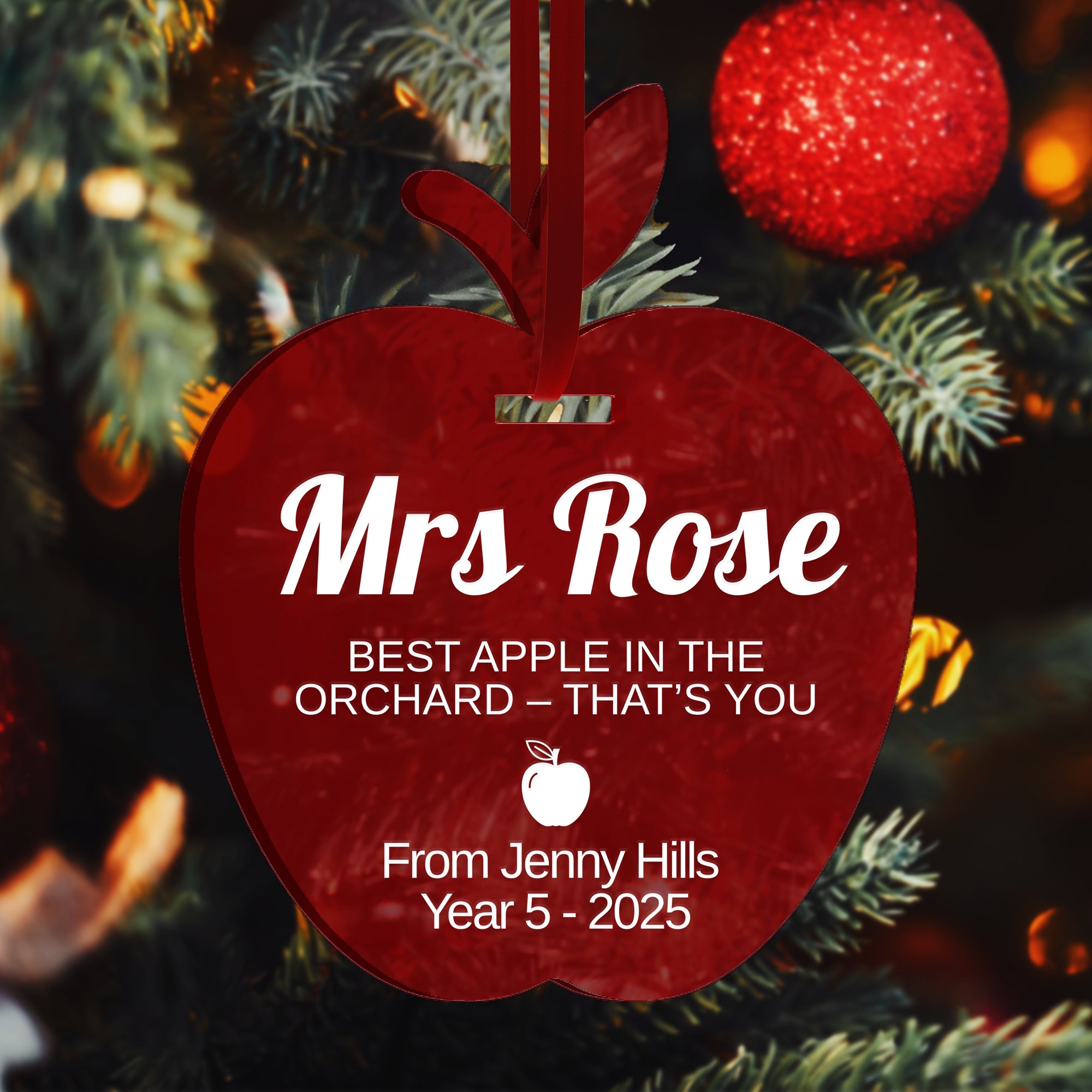 Personalised Teacher Christmas Ornament, Custom Mirror Acrylic UV Print Bauble, Appreciation Coach Thank You Gift, Xmas Tree Decoration Tag