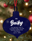 Personalised Teacher Christmas Ornament, Custom Mirror Acrylic UV Print Bauble, Appreciation Coach Thank You Gift, Xmas Tree Decoration Tag